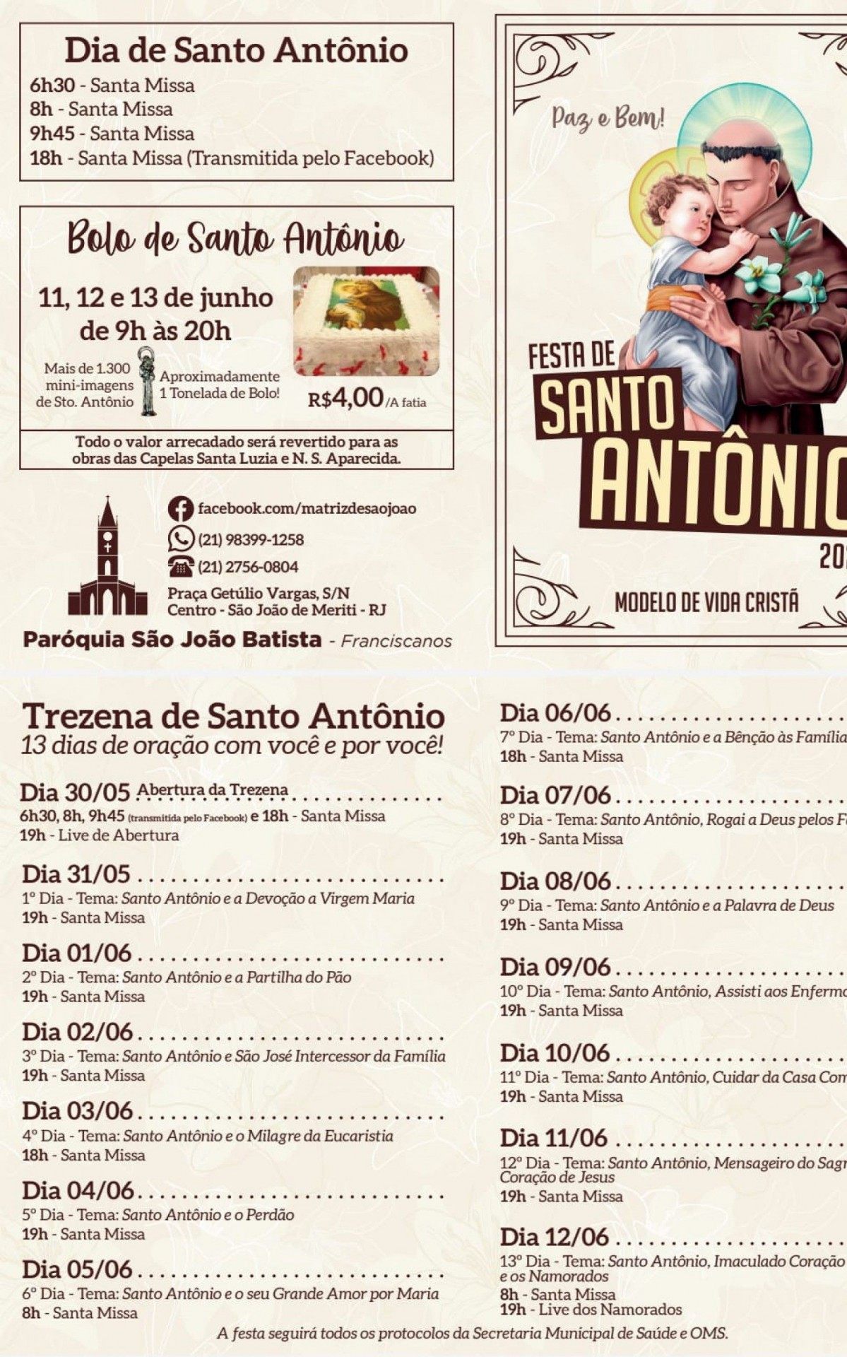 Programa&ccedil;&atilde;o da festa do padroeiro em Meriti