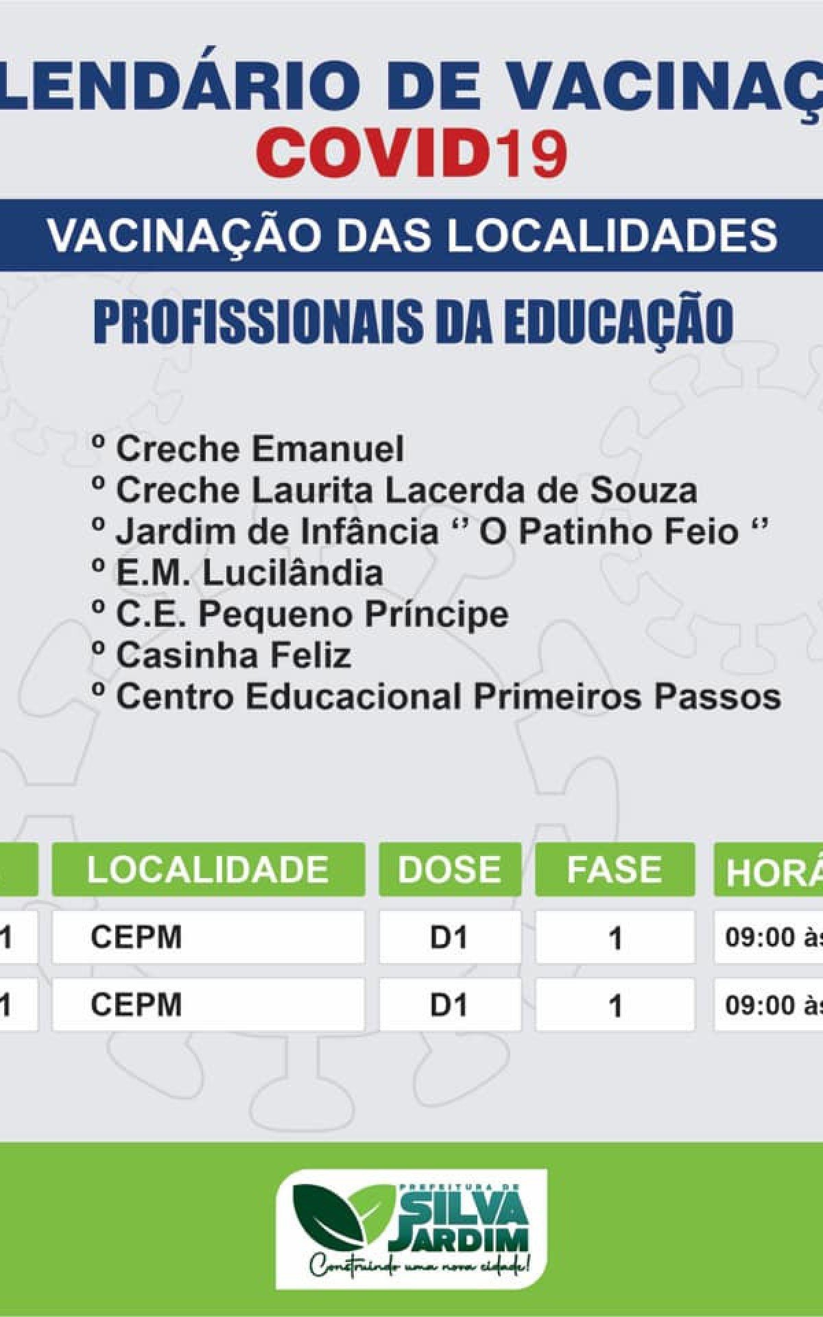 Calend&aacute;rio divulgado pela Prefeitura de Silva Jardim