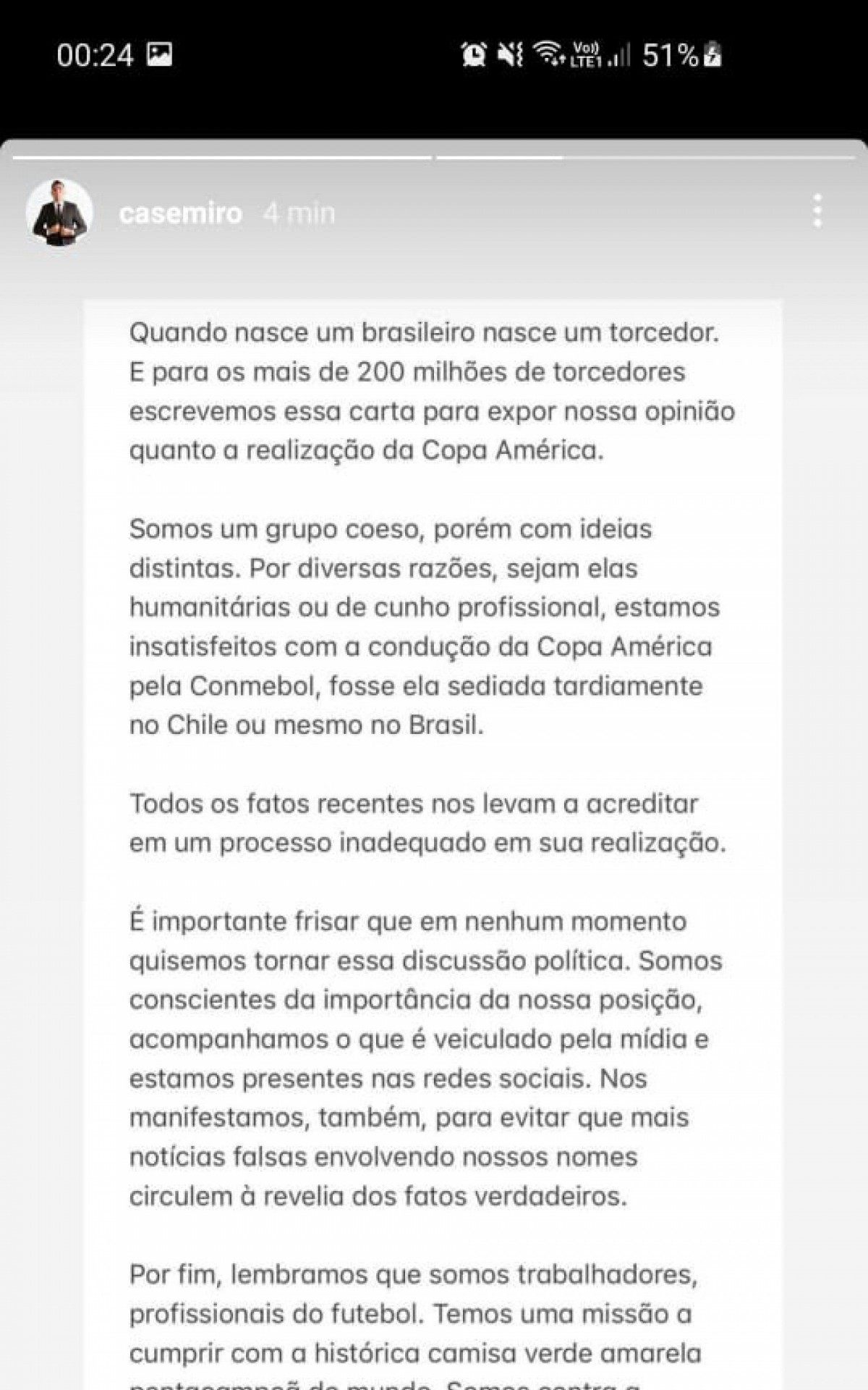 Manifesto publicado pelo Casemiro