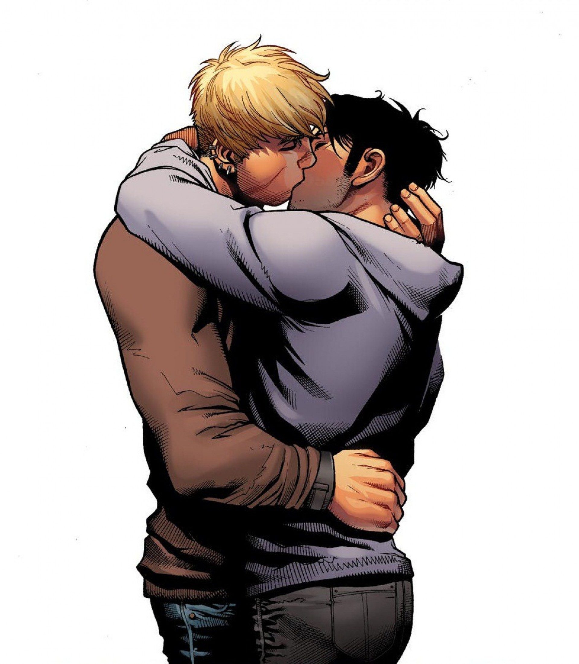 Wiccano e Hulkling se beijam em 'Vingadores: A Cruzada das Crianças' - Reprodução/Marvel Comics