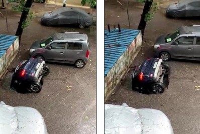 Vídeo: Carro é engolido por cratera na Índia