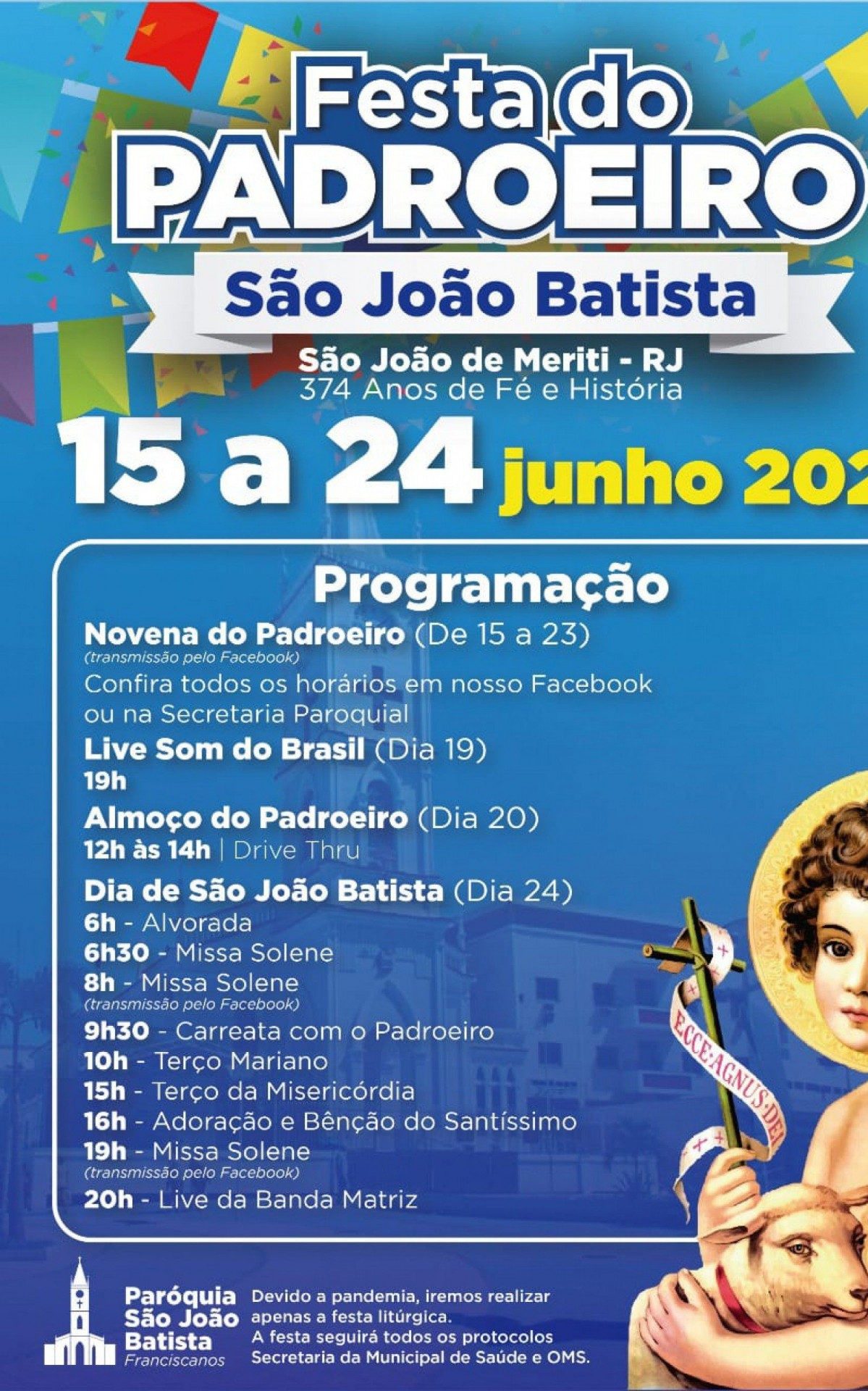 Programa&ccedil;&atilde;o da festa do padroeiro S&atilde;o Jo&atilde;o Batista, em S&atilde;o Jo&atilde;o de Meriti