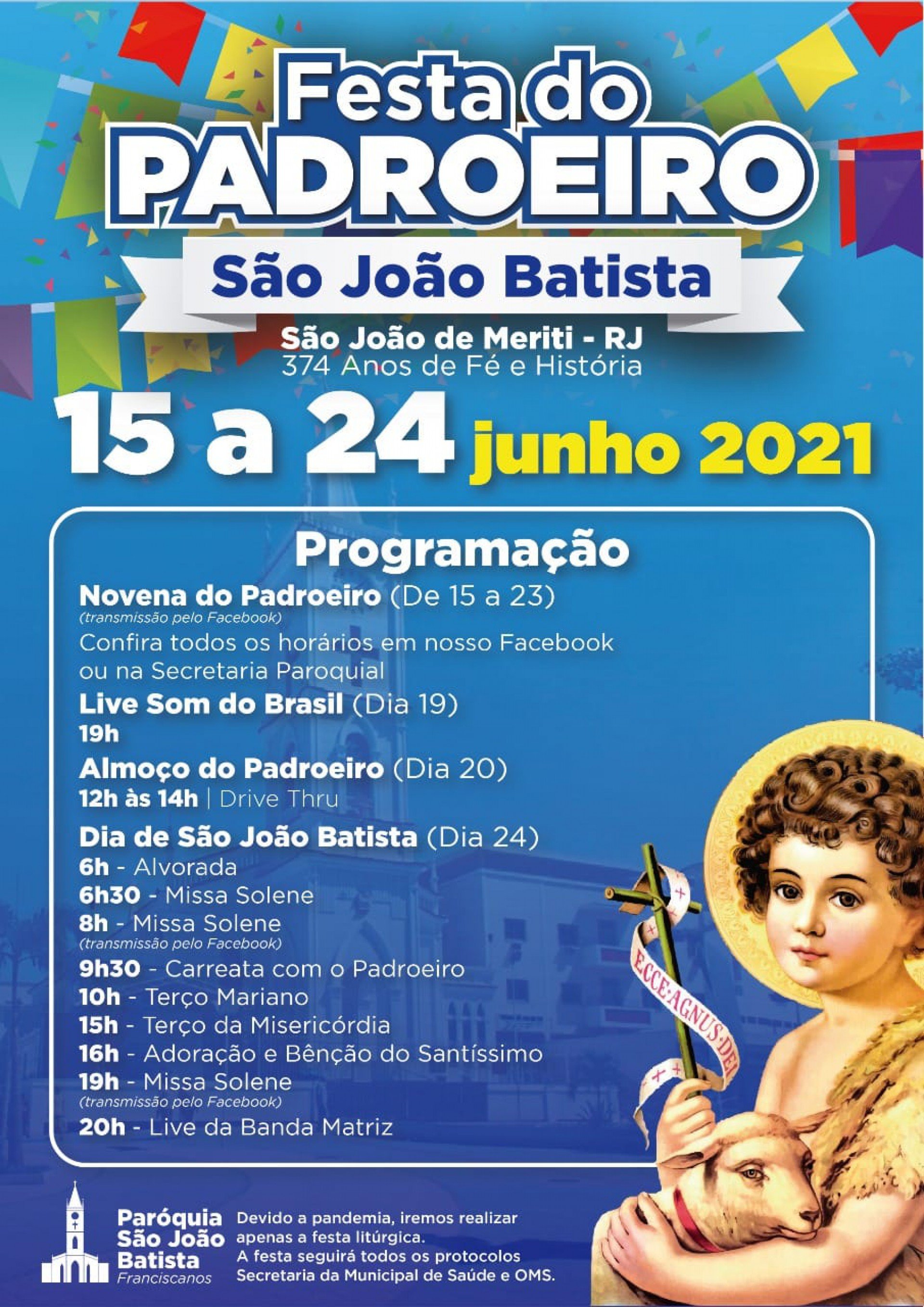 Programação da festa do padroeiro São João Batista, em São João de Meriti - Divulgação