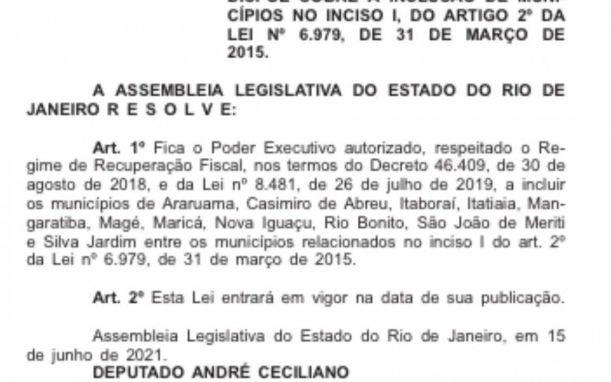 Publica&ccedil;&atilde;o no Di&aacute;rio Oficial da Lei 9.335/2021, que amplia o regime tribut&aacute;rio especial de ICMS para 11 munic&iacute;pios, incluindo S&atilde;o Jo&atilde;o de Meriti