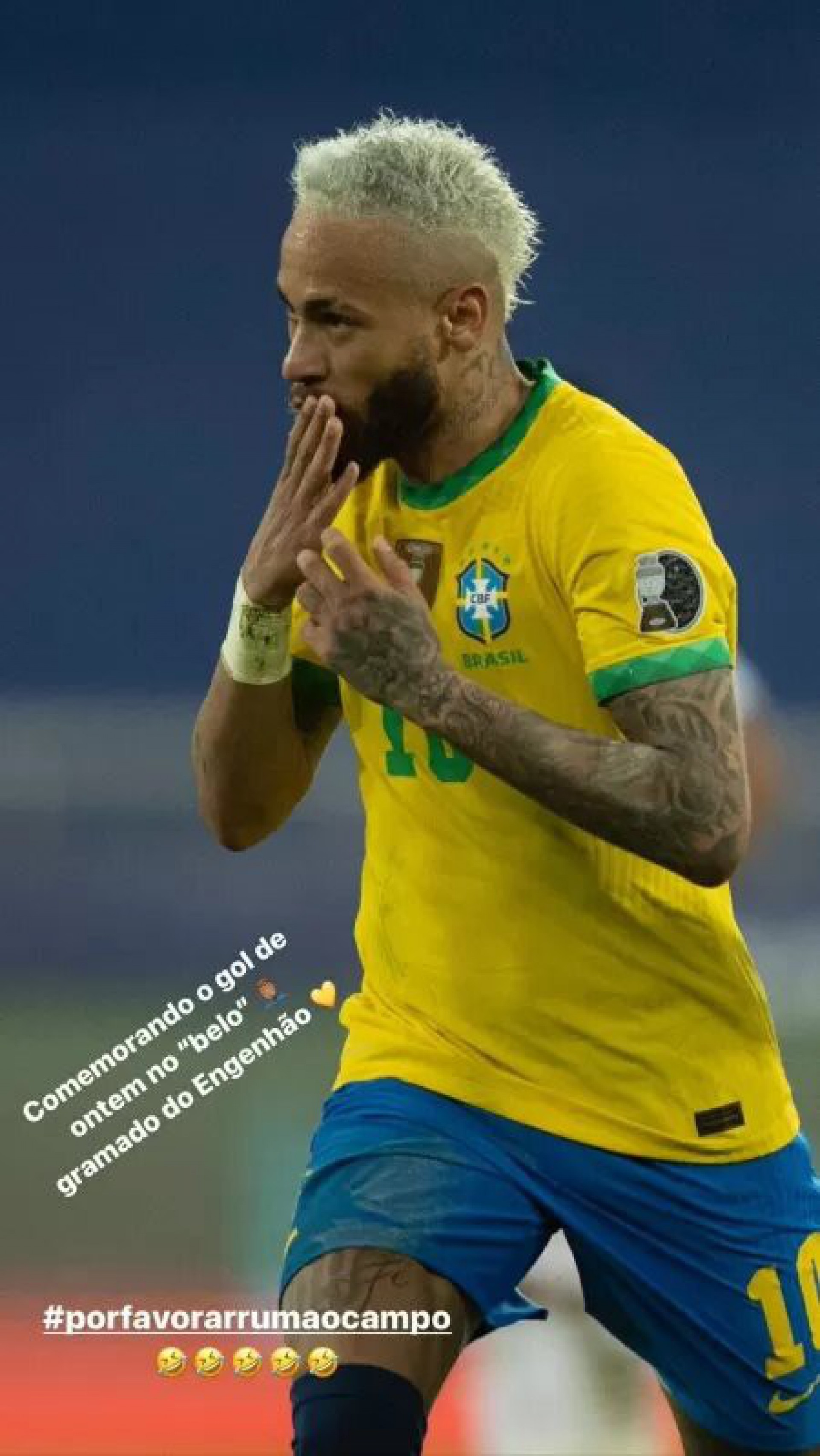 Neymar comemora um dos gols sobre o Peru - Reprodução: Instagram