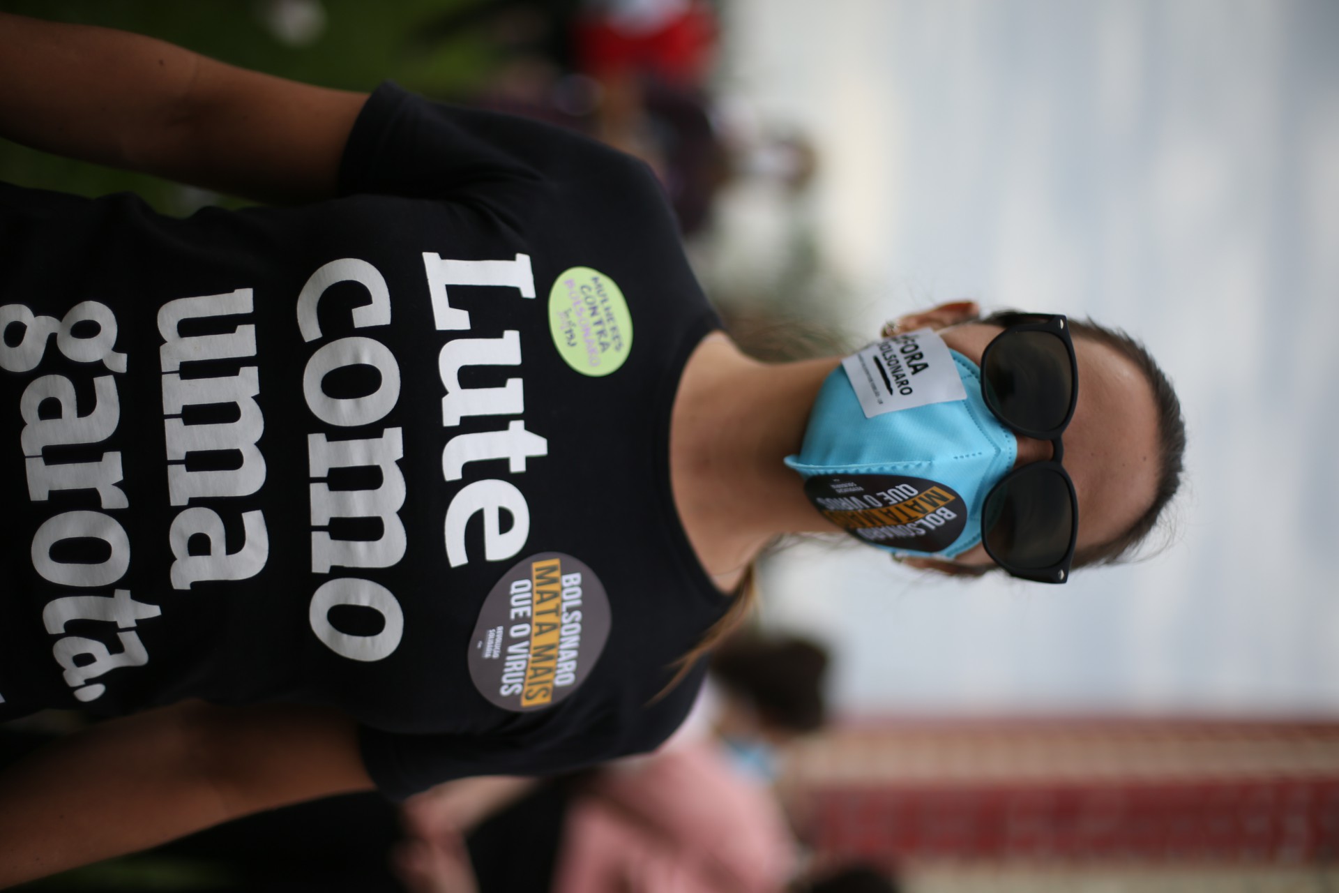 Ato contra o presidente Bolsonaro no centro do Rio,. A concentração do protesto começou às 10h da manhã no Monumento a Zumbi, na Av. Presidente Vargas, de onde seguiu até a igreja da Candelária.. - Daniel Castelo Branco