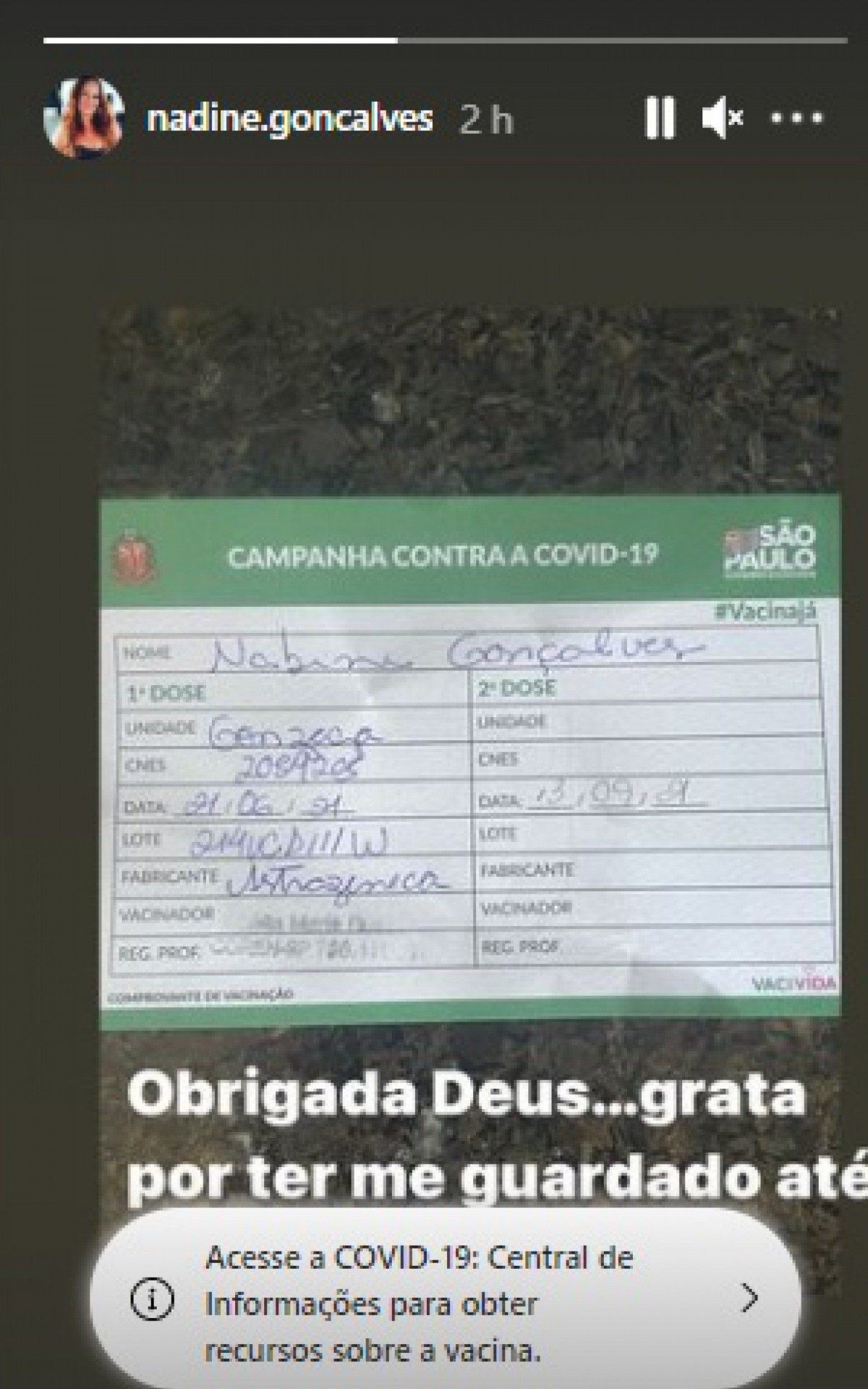 Post de Nadine Gon&ccedil;alves