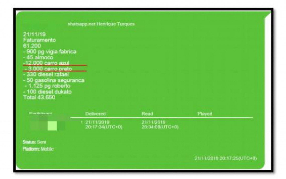 MP flagrou di&aacute;logos no whatsapp relacionados a pagamento de propina &agrave; policiais corruptos 