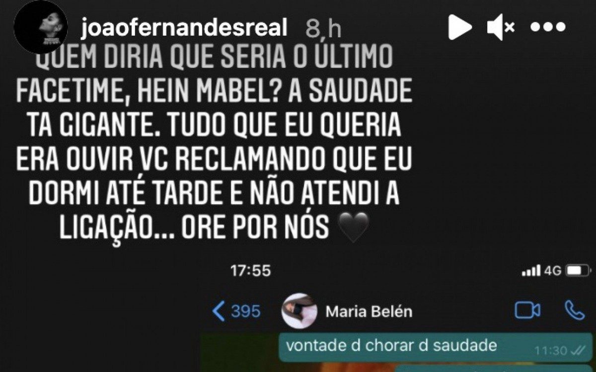 Jo&atilde;o Fernandes mostra &uacute;ltima conversa com Mabel Calzolari