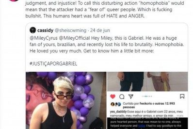 Miley Cyrus lamenta morte de fã brasileiro, vítima de homofobia: 'Estou devastada'