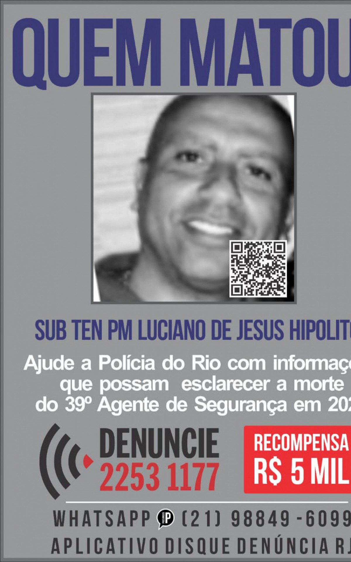 Disque Denúncia pede informações sobre morte de PM em Campo Grande - DIVULGAÇÃO