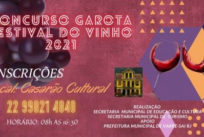 Em Varre-Sai, inscrições para o Concurso Garota Festival do Vinho 2021 serão abertas na quarta (29)