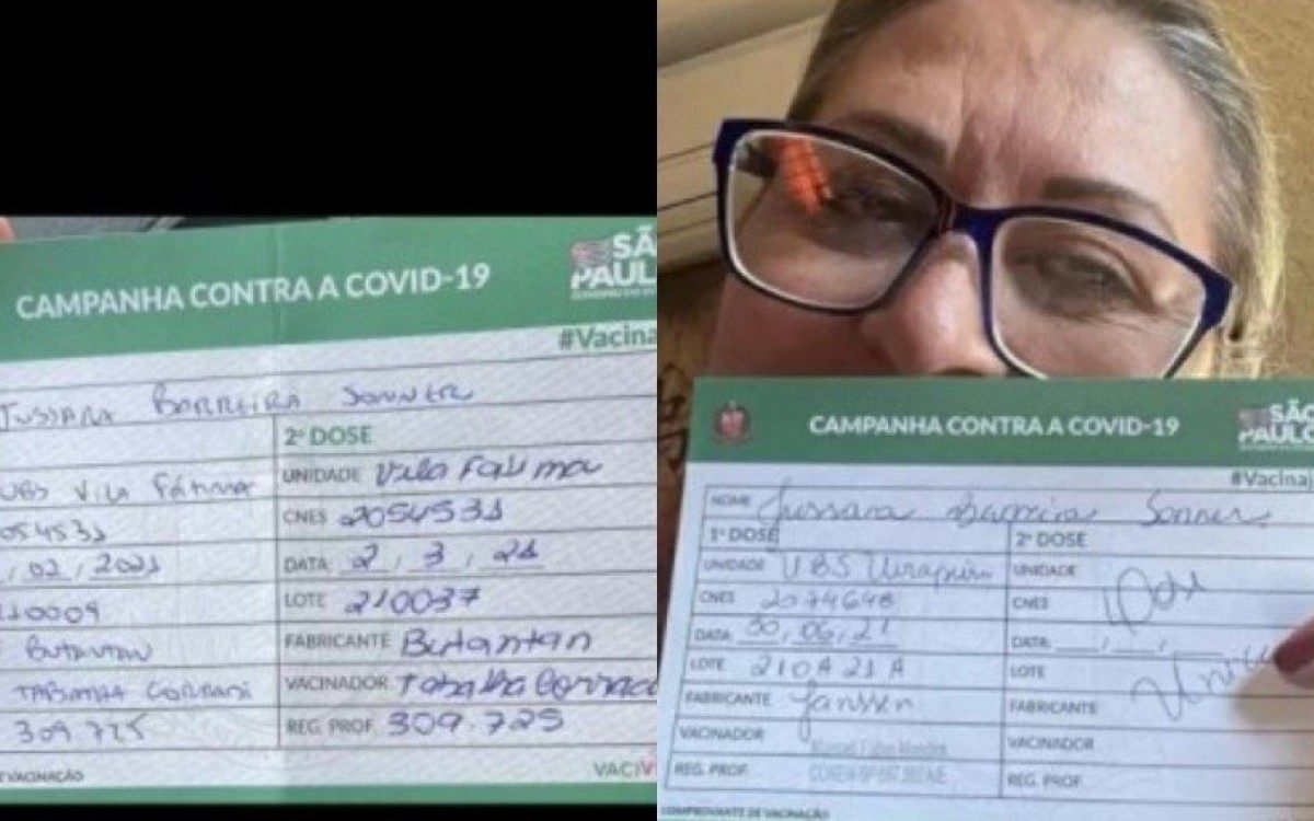 Os comprovantes de vacina&ccedil;&atilde;o de Jussara
