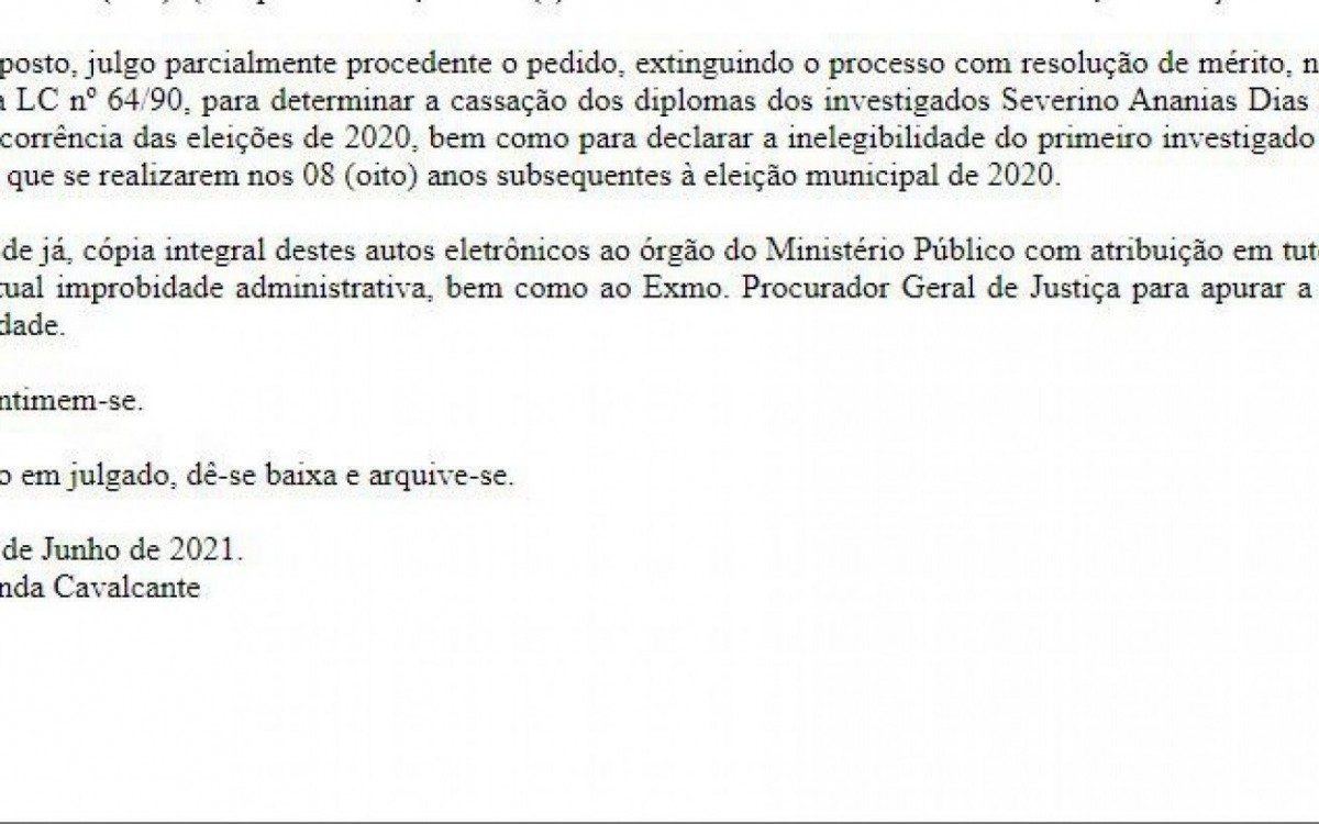 Decis&atilde;o do juiz eleitoral