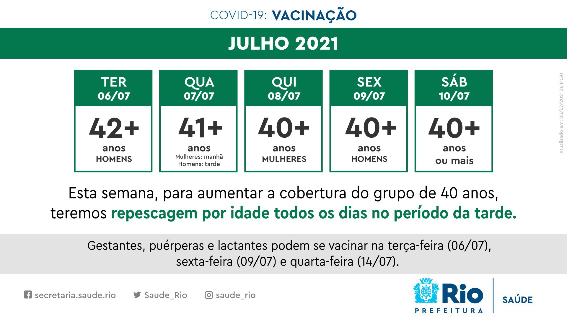 Calendário de repescagem da vacina contra a covid-19 - Divulgação/Prefeitura