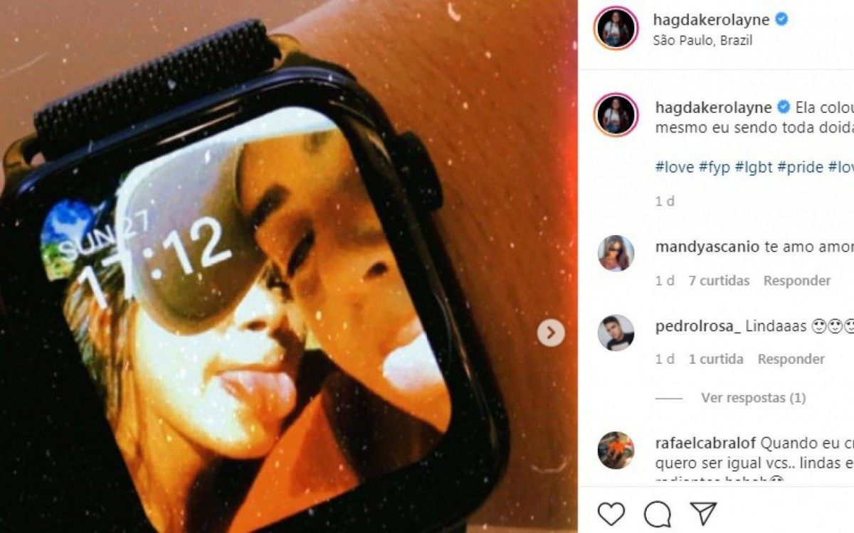 Hagda Kerolyane, irmã de Whindersson Nunes, com a namorada, Amanda