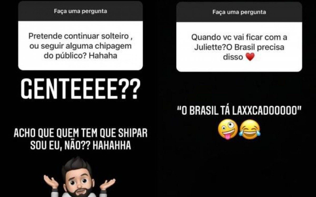 Rodolffo responde perguntas sobre Juliette nas redes sociais