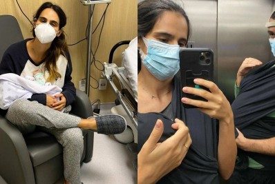 Susto! Esposa de Joaquim Lopes se desespera ao ver filha engasgada