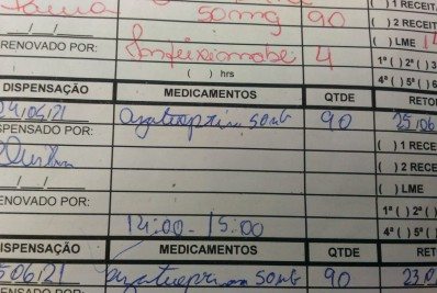 Documento da SES que sinaliza a data da retirada do medicamento - Divulgação