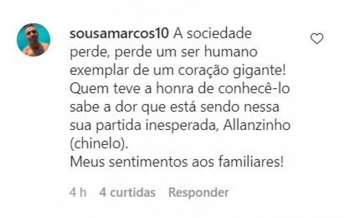 Amigos lamentam a perda de Allan - Reprodução