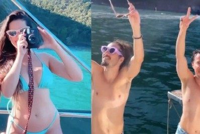 Juliette faz festa particular com amigos em barco