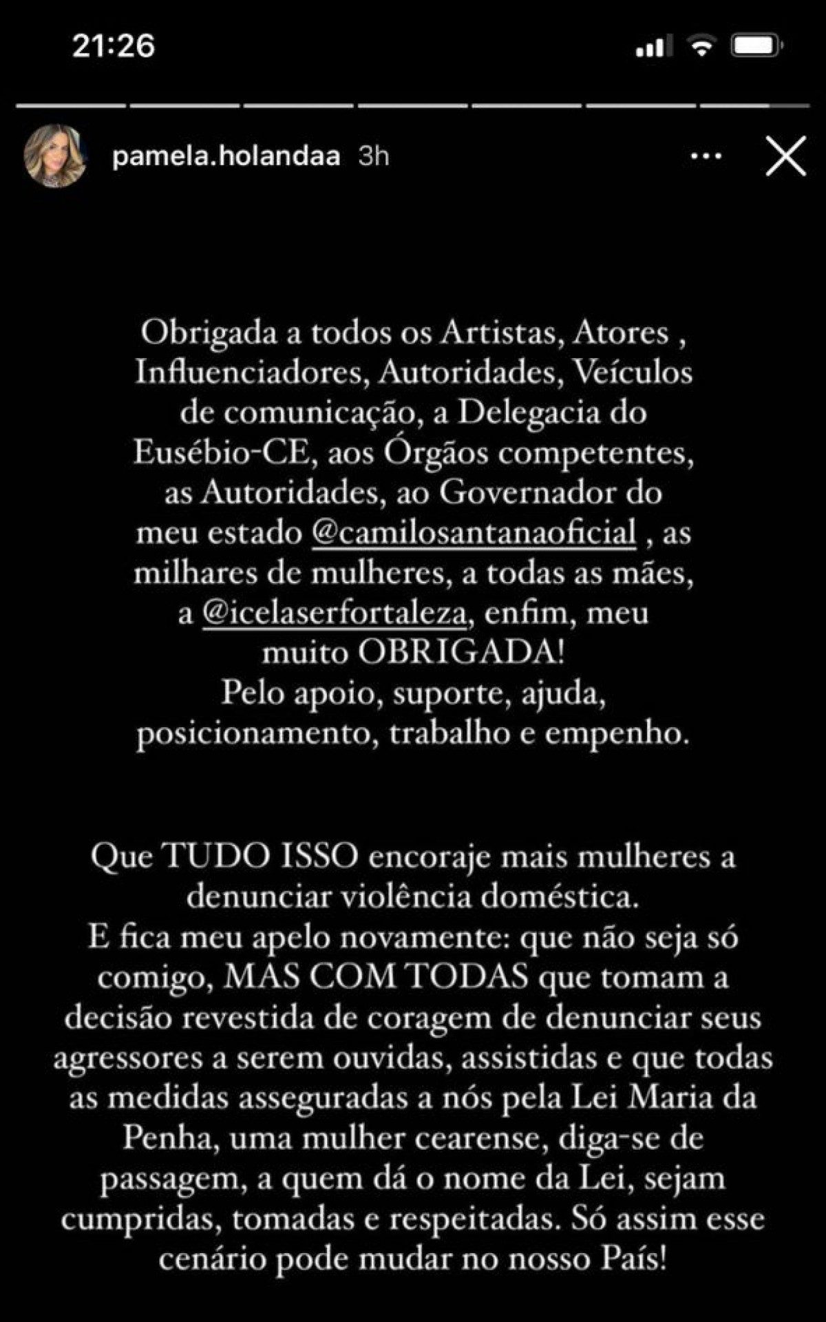 Post de Pamella Holanda