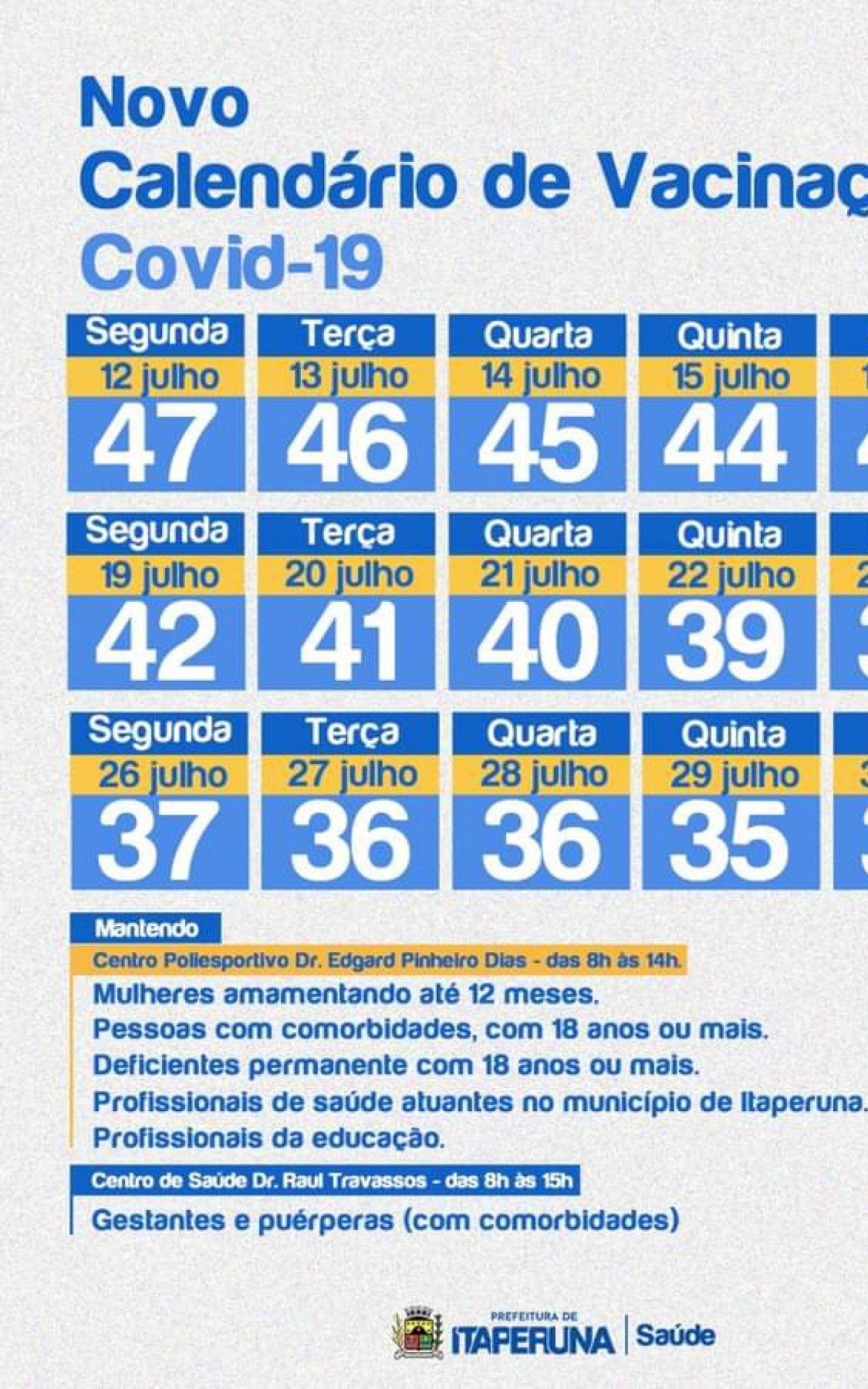 Calend&aacute;rio imuniza&ccedil;&atilde;o.