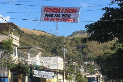 Traficantes de comunidade em Realengo estendem faixa proibindo roubos no bairro