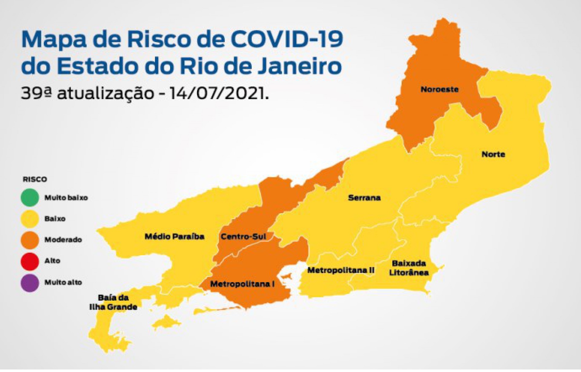 Noroeste Fluminense volta para a bandeira laranja no mapa de risco da Covid-19