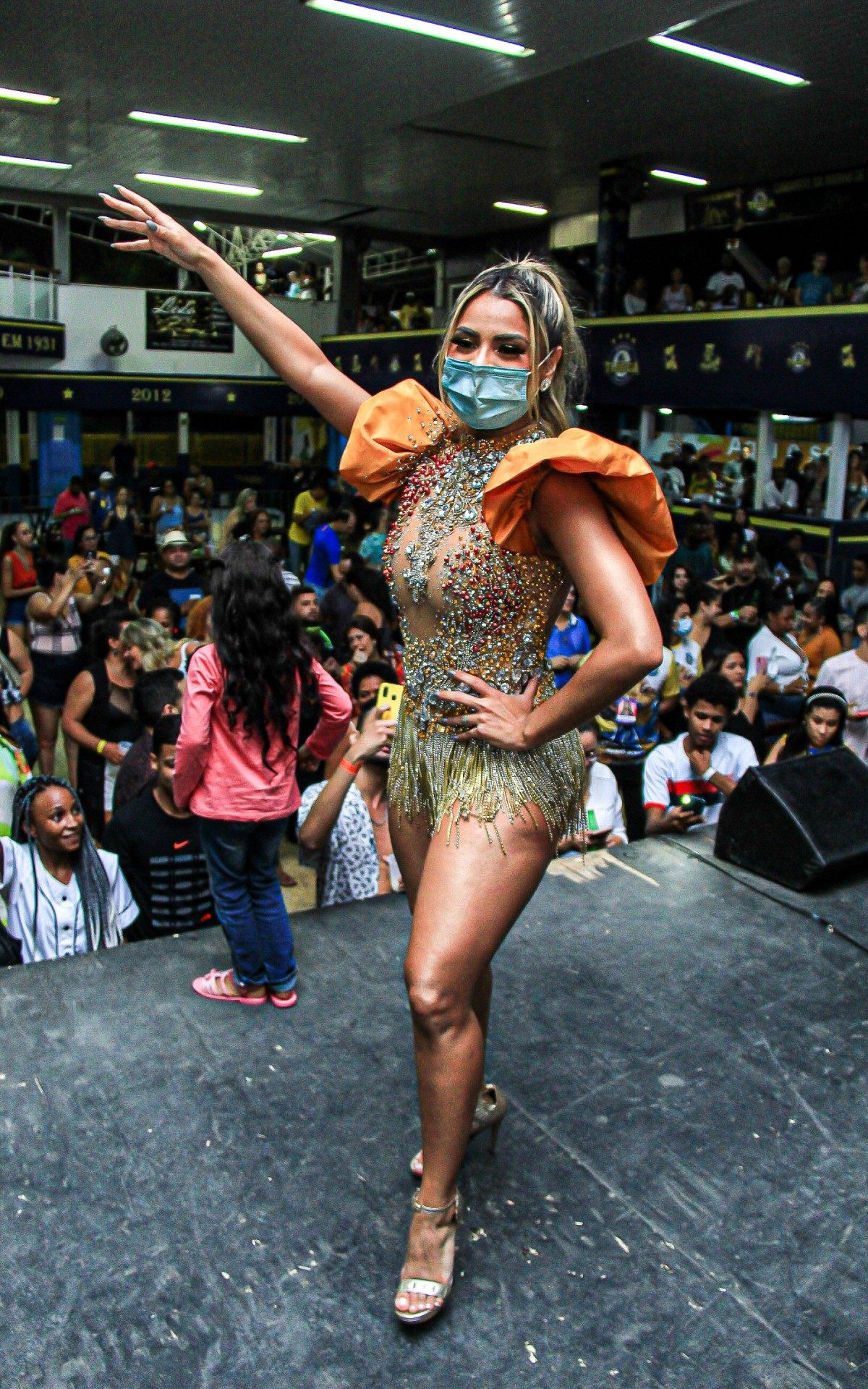 Lexa na quadra da escola de samba Unidos da Tijuca na tarde deste domingo