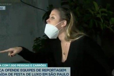 Mulher diz ser médica e ofende equipe de reportagem após ser flagrada em festa clandestina