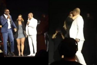 Vídeo! Diogo Nogueira beija Paolla Oliveira durante show no Rio