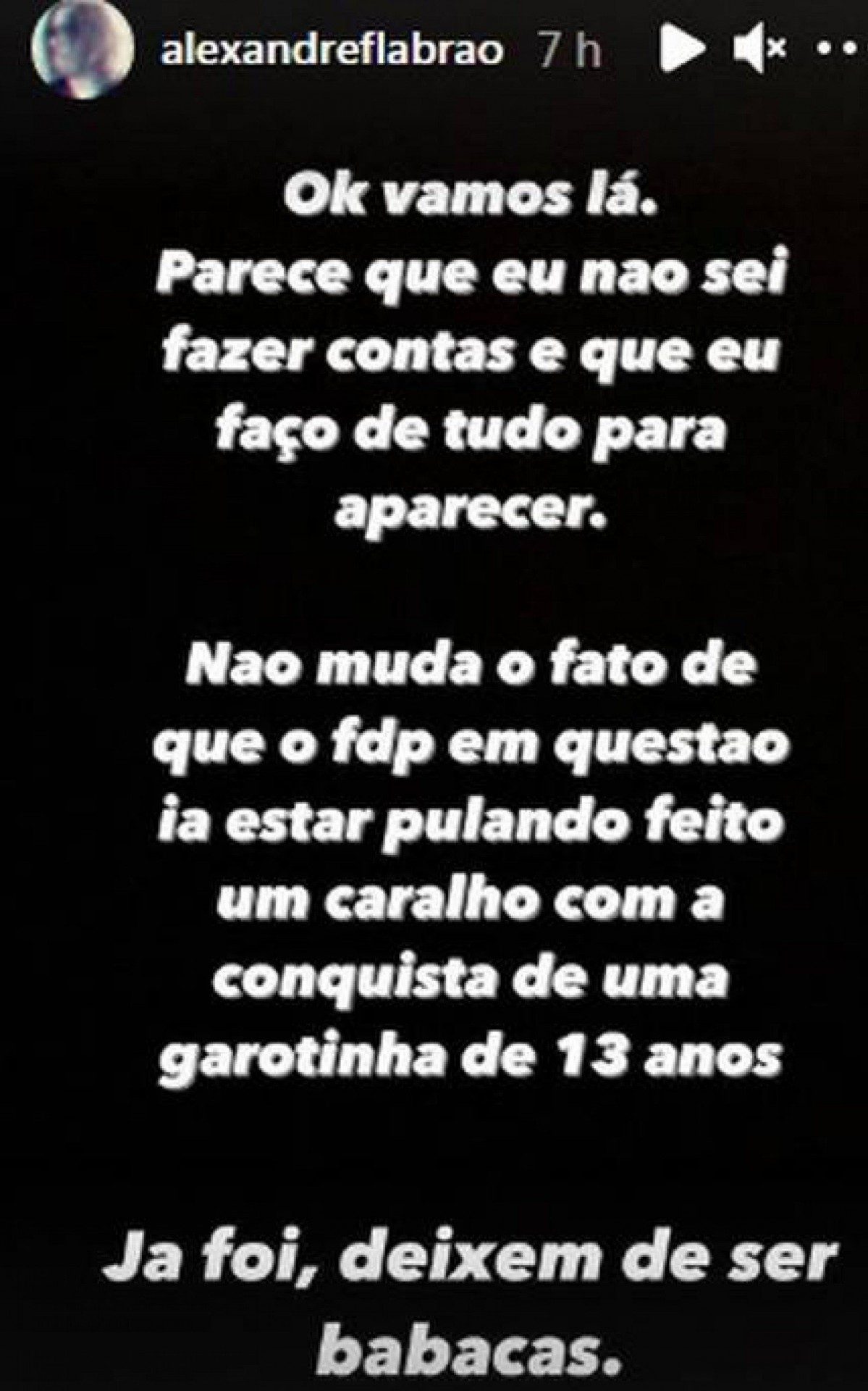 Publica&ccedil;&atilde;o de Alexandre Abr&atilde;o pedindo desculpas