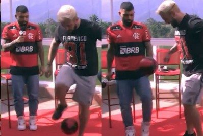 Vídeo! Ex-BBB Arthur é zoado por Gabigol em desafio de embaixadinhas