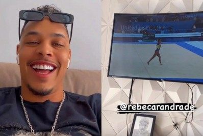 Dono do hit 'Baile de Favela', MC João comemora medalha de Rebeca Andrade