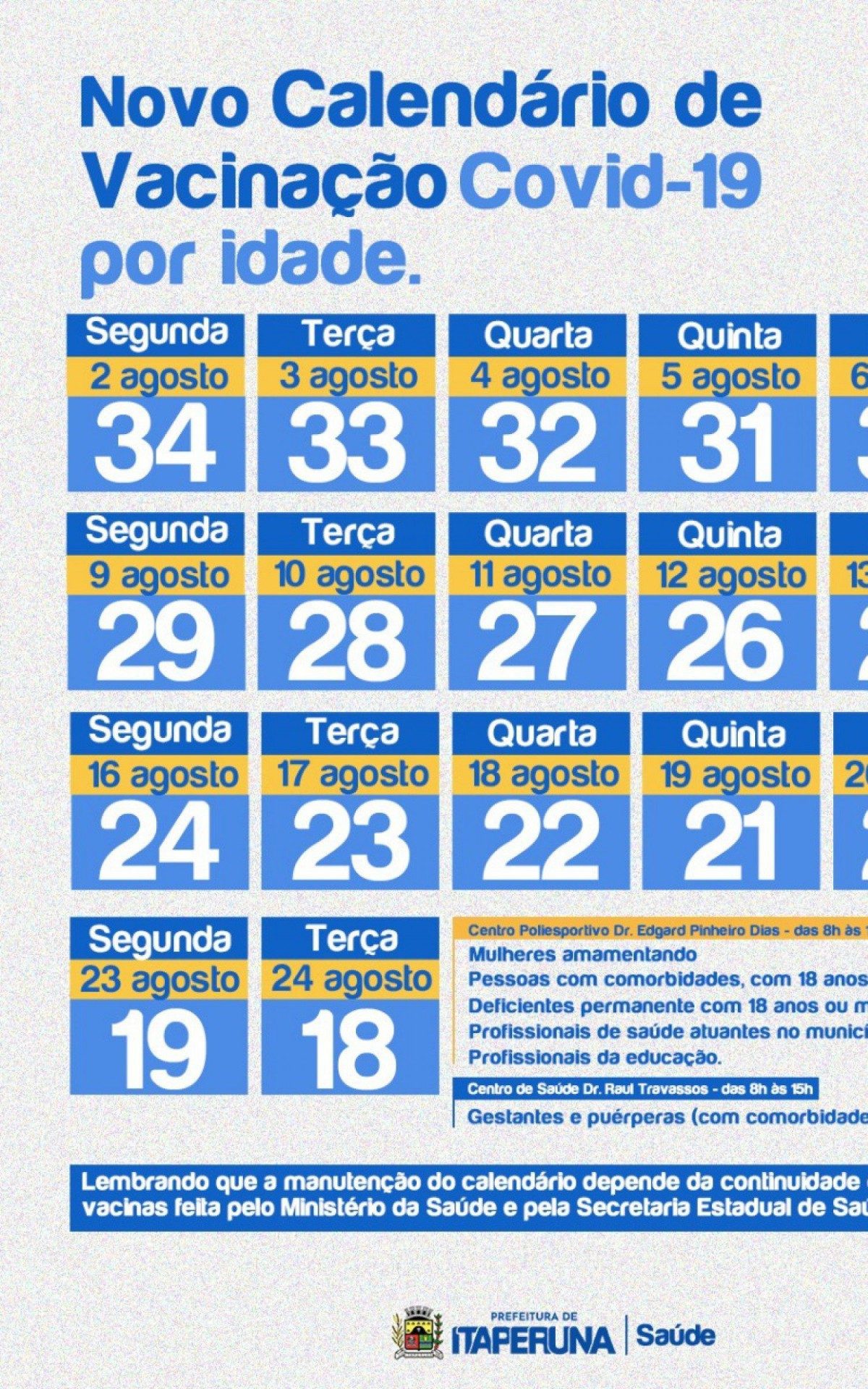 Calendário imunização!