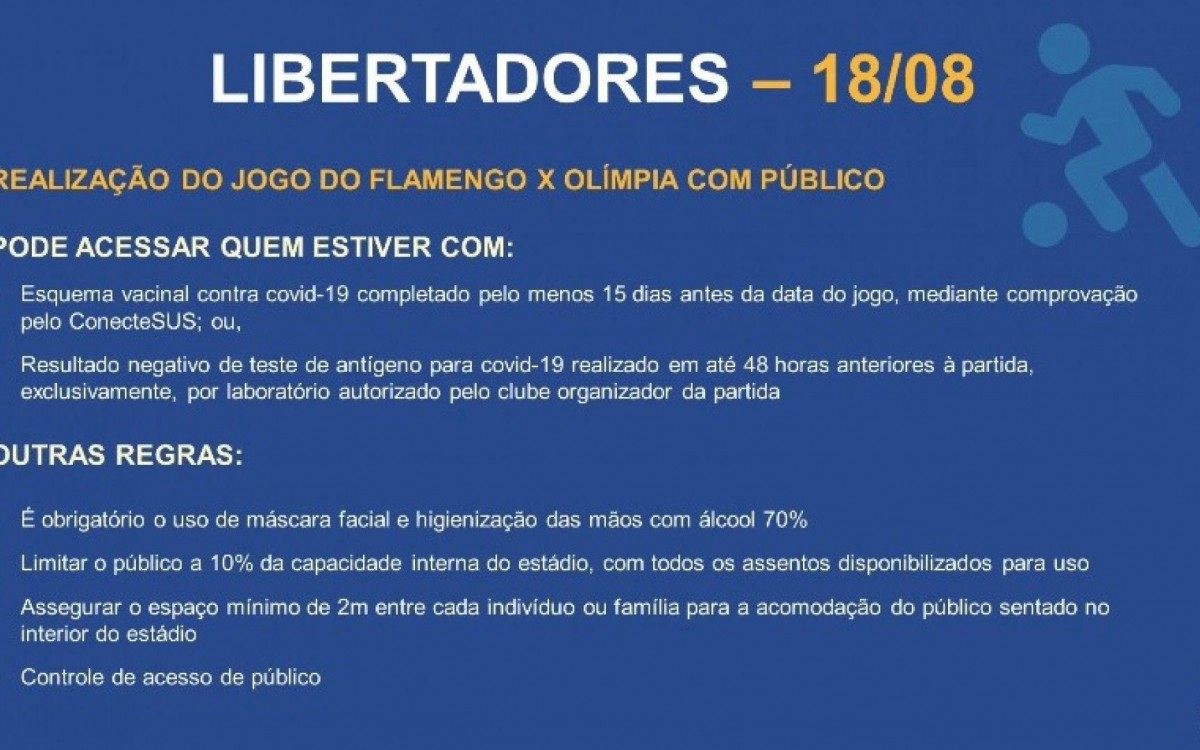 Condicionantes para a partida entre Flamengo x Olimpia, dia 18 de agosto, no Maracan&atilde;