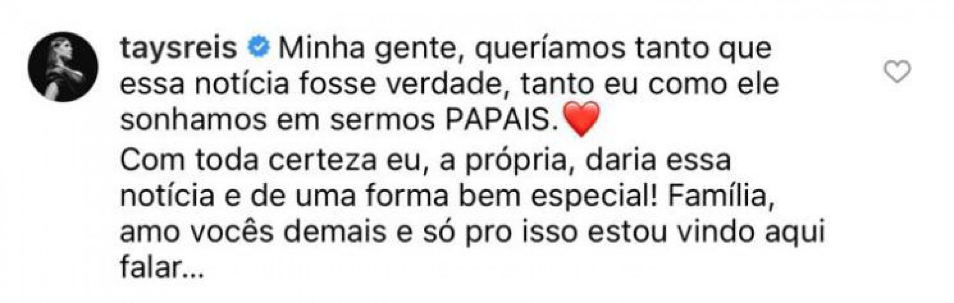 Tays Reis nega gravidez