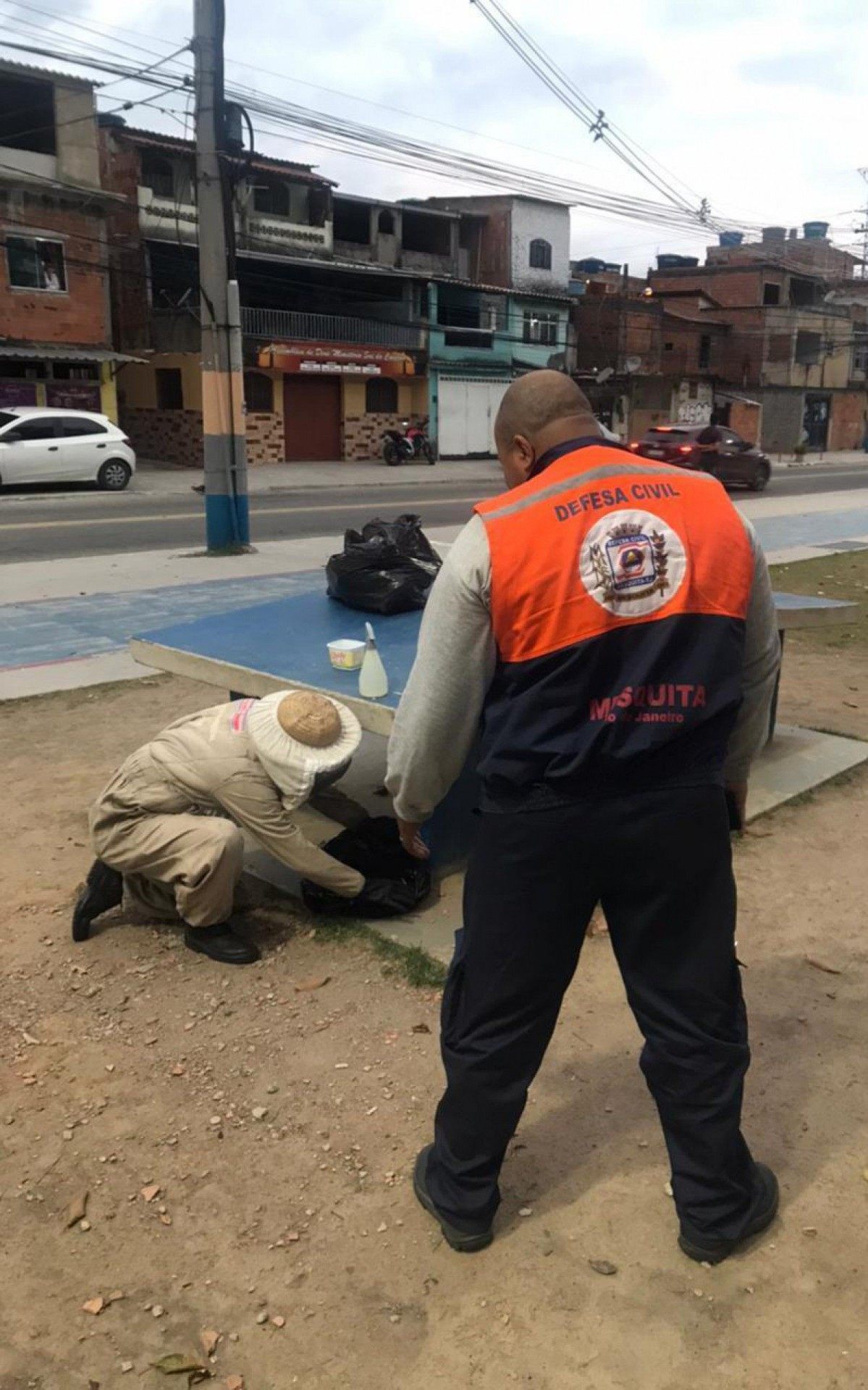 O enxame de abelhas foi localizado na pra&ccedil;a de esportes de mesa, em frente &agrave; esta&ccedil;&atilde;o de Edson Passos