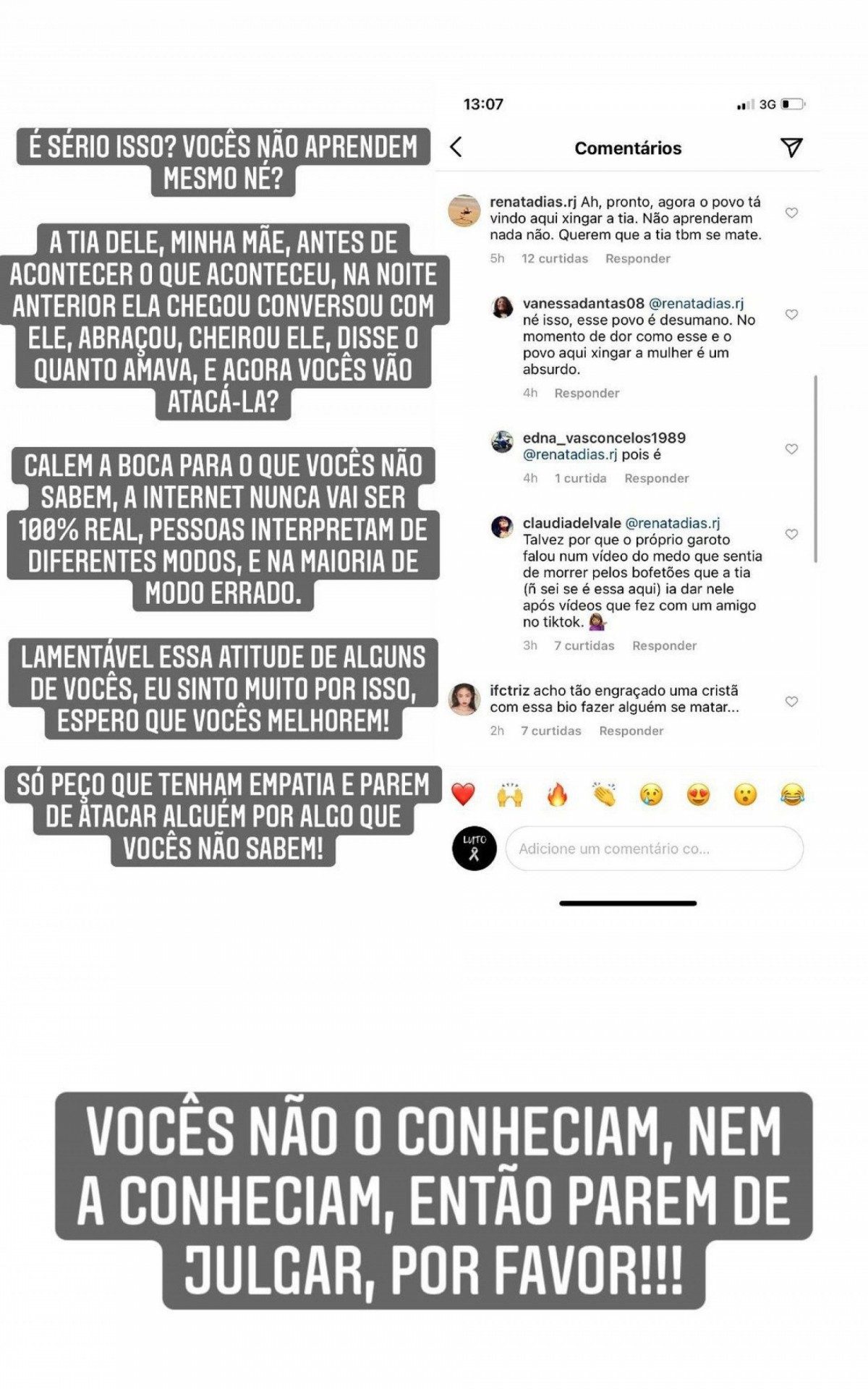 Post acusando a tia de Lucas