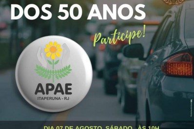 Em Itaperuna, APAE inicia semana de comemoração dos seus 50 anos com carreata neste sábado (07)