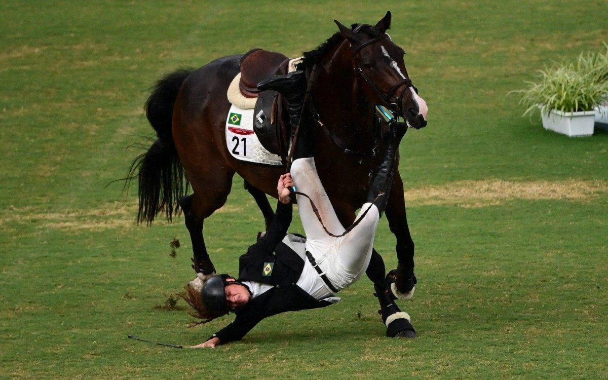 Cavalo sofre lesão durante prova dos Jogos Olímpicos e é