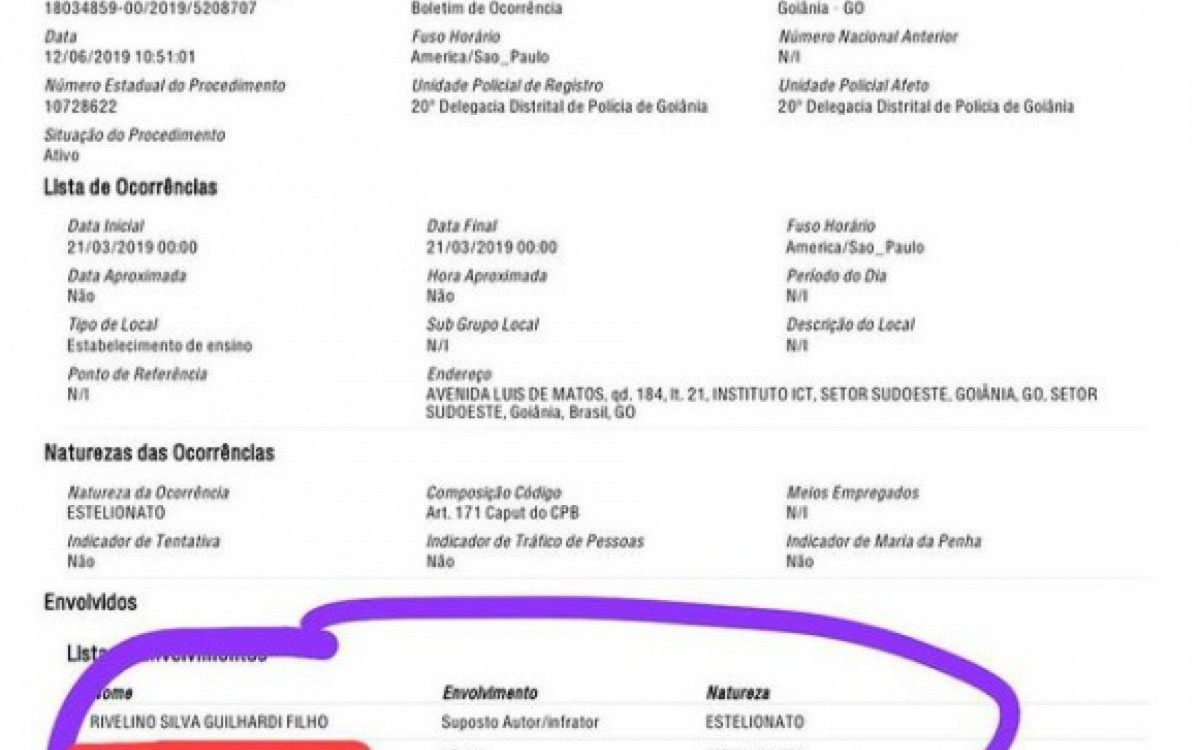 Registros criminal por estelionato 