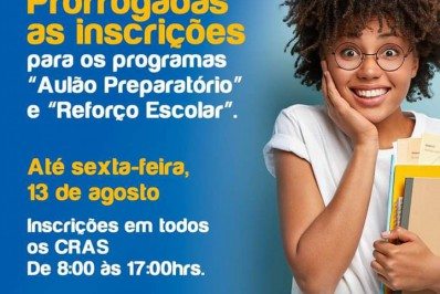 Inscrições prorrogadas para os programas 