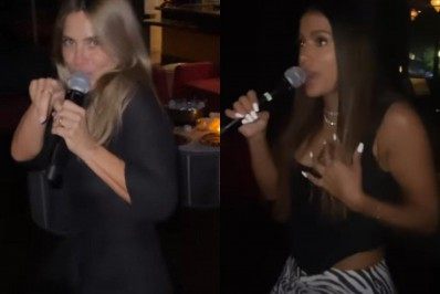 Anitta e Carolina Dieckmann curtem noite de karaokê nos Estados Unidos