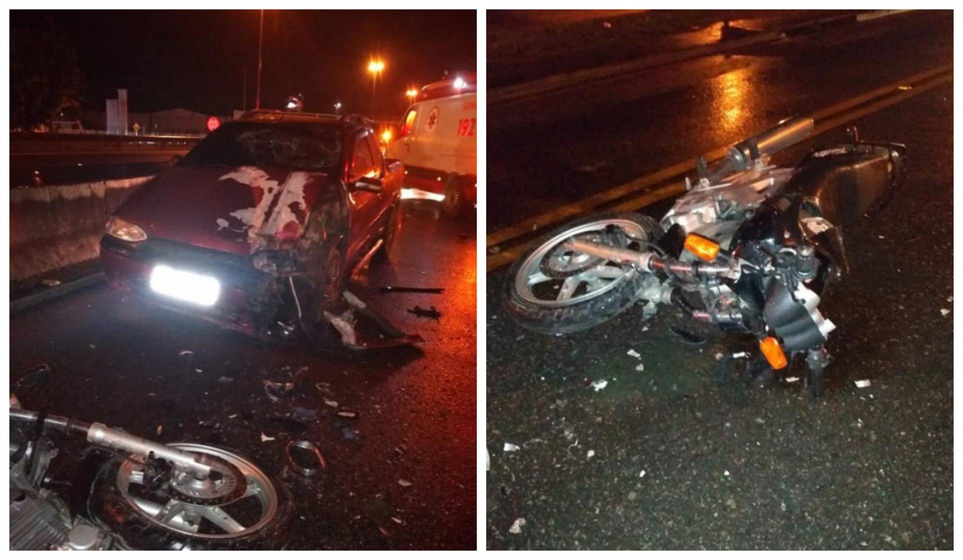 Colisão entre moto e carro deixa piloto ferido, em Guapimirim