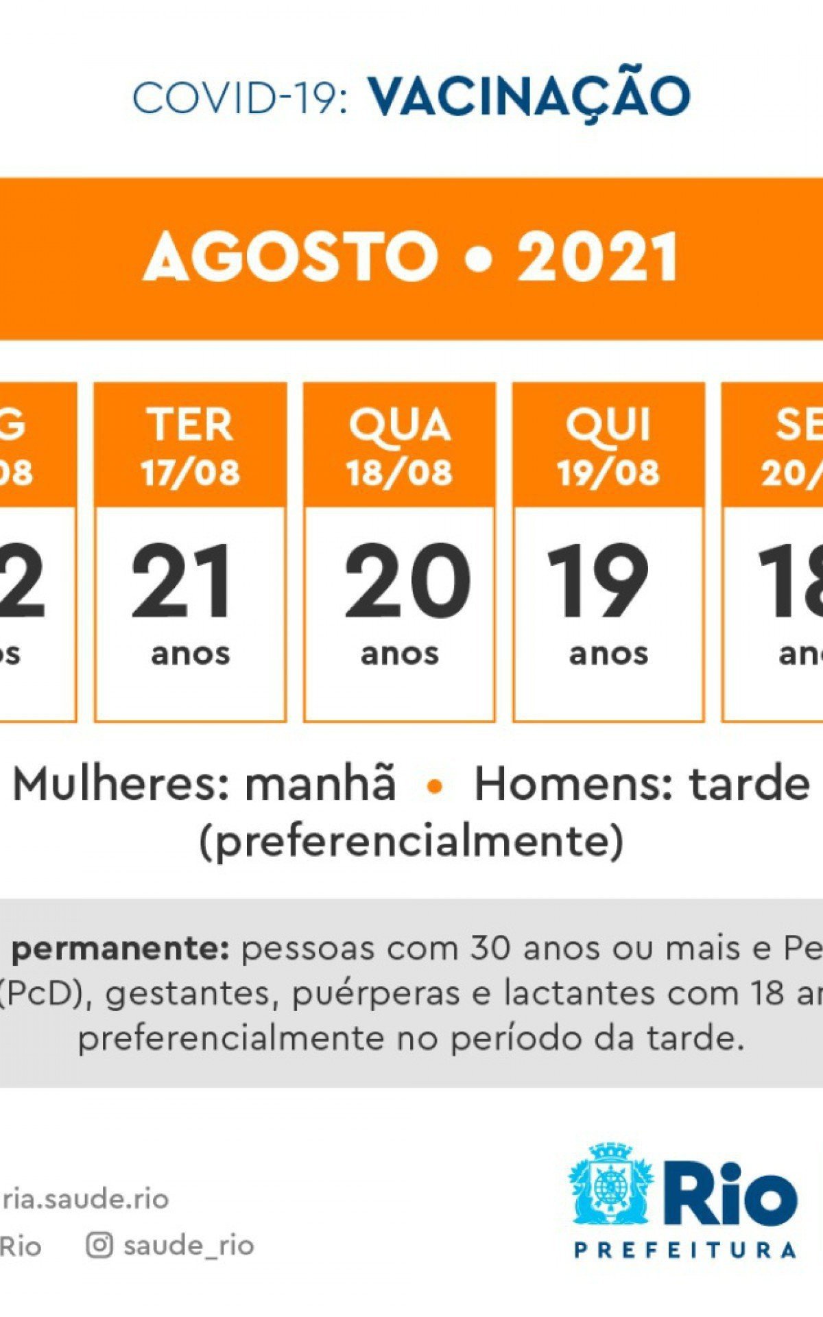 Calend&aacute;rio da cidade do Rio a partir do dia 16