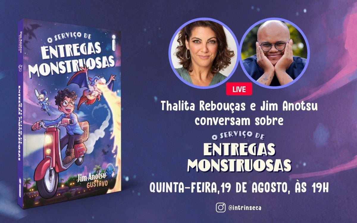 Thalita Rebouças e Jim Anotsu vão conversar sobre 'O Serviço de Entregas Monstruosas' em live nesta quinta-feira - Divulgação