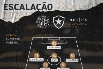 Com novidades, Botafogo está pronto para enfrentar o Guarani pela Série B; confira a escalação