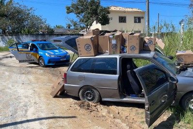 PM recupera carga de cigarros roubada na Via Lagos, em Rio Bonito